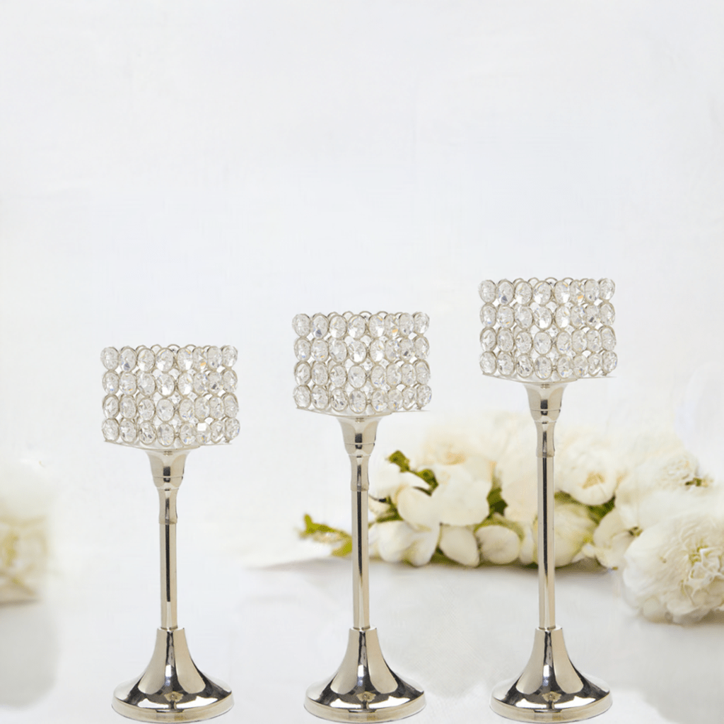 Vibhsa Crystal Aluminium Candle Holder Set of 3 - Collective Awakening