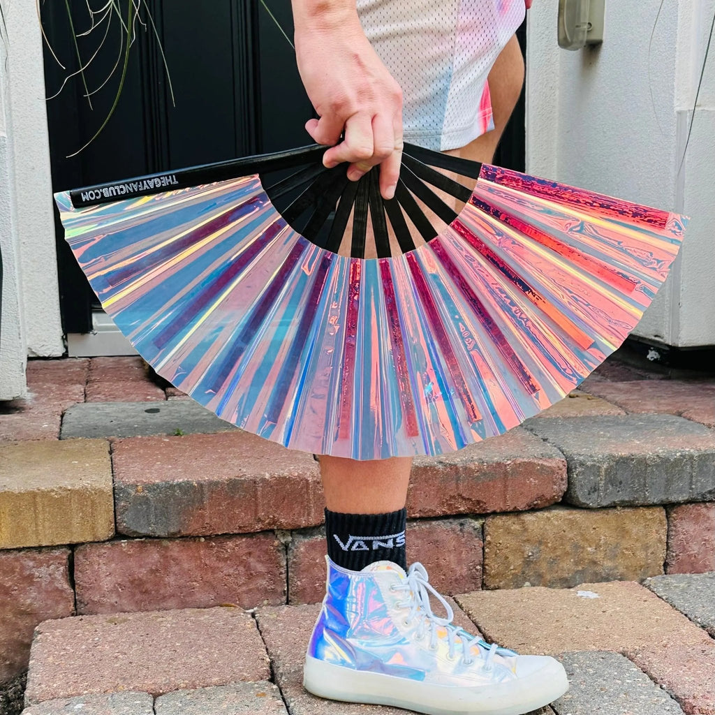 Iridescent Holographic Hand Fan - Collective Awakening