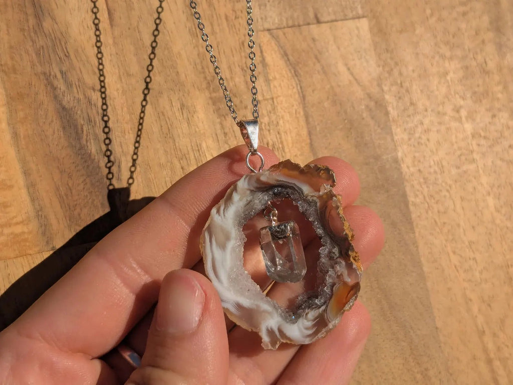 Agate Oco Geode Slice Pendant - Collective Awakening