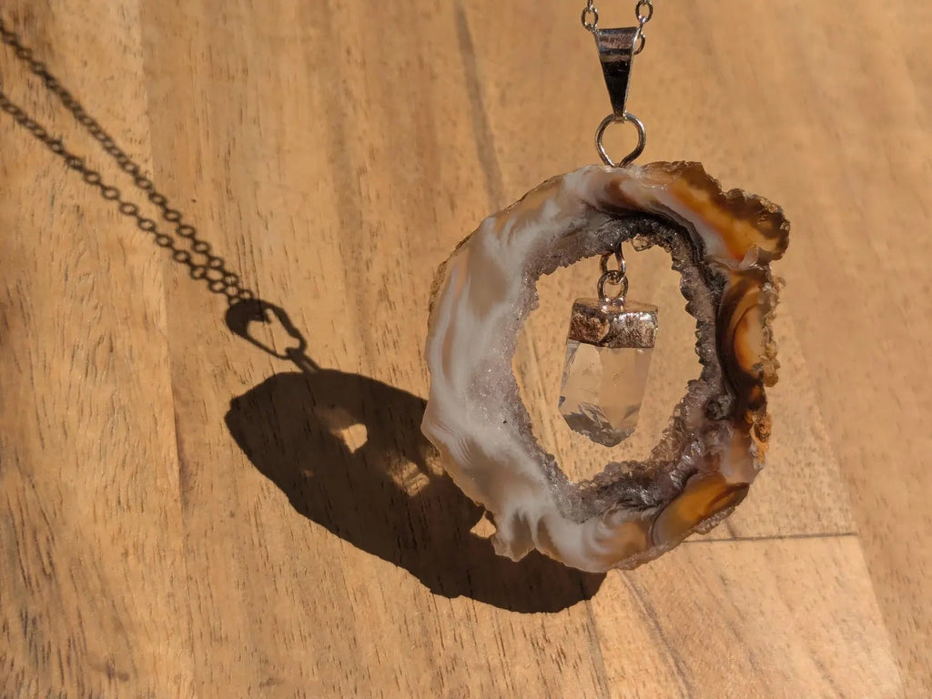 Agate Oco Geode Slice Pendant - Collective Awakening