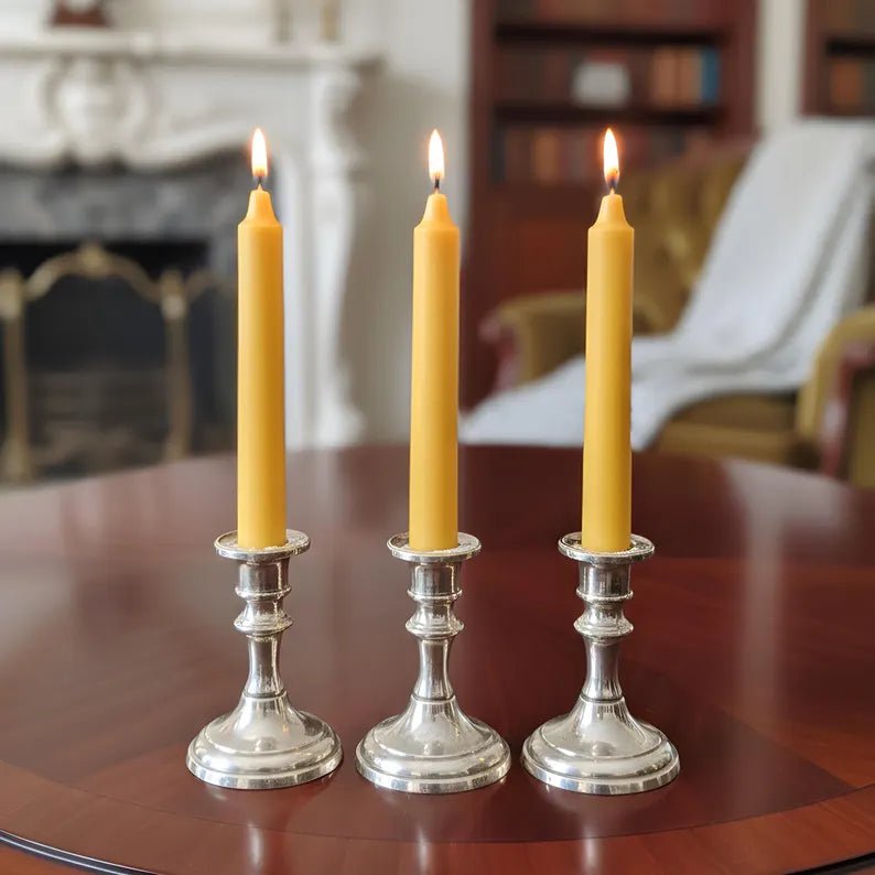Colonial Beeswax Candle Sticks Straight Sided Set 6inch 8inch 10inch - Collective Awakening