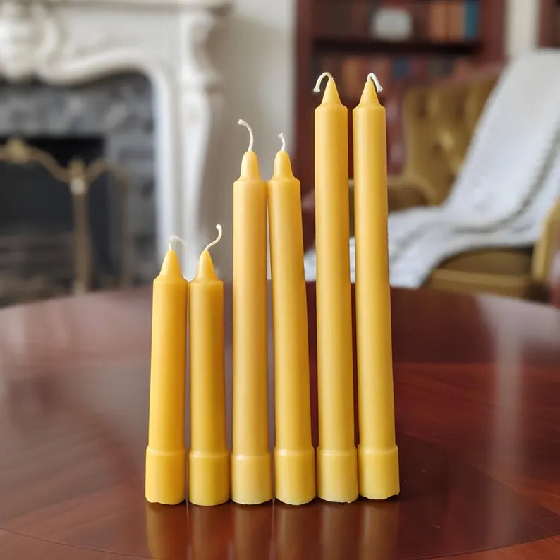 Colonial Beeswax Candle Sticks Straight Sided Set 6inch 8inch 10inch - Collective Awakening