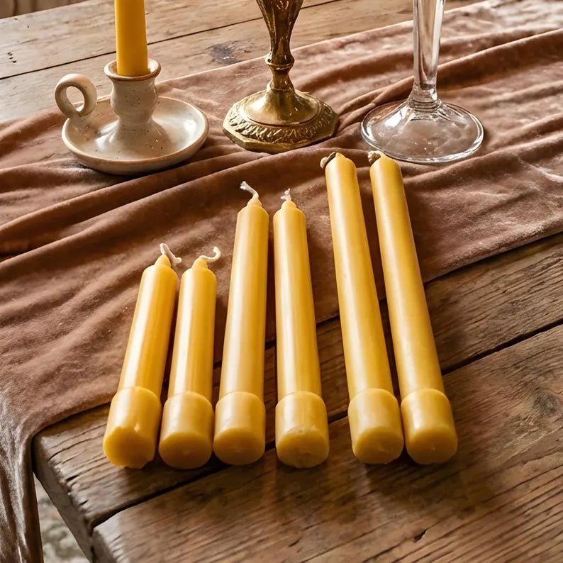 Colonial Beeswax Candle Sticks Straight Sided Set 6inch 8inch 10inch - Collective Awakening
