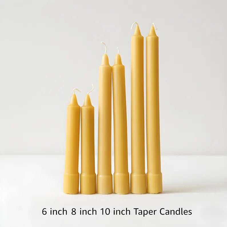 Colonial Beeswax Candle Sticks Straight Sided Set 6inch 8inch 10inch - Collective Awakening