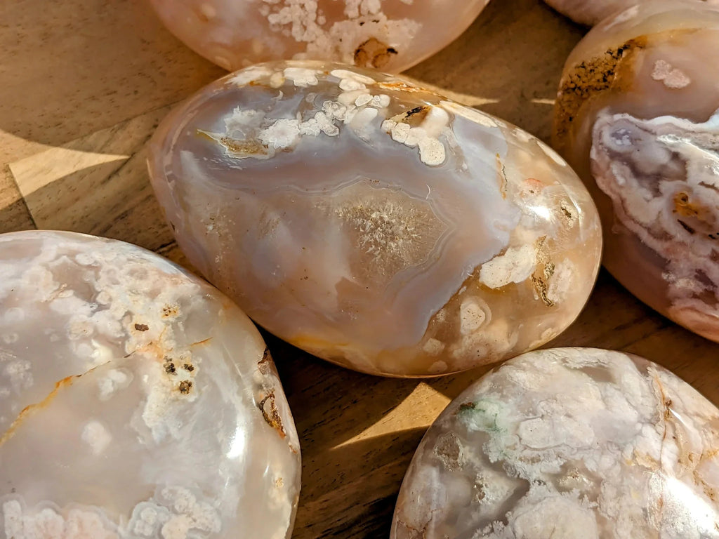 XL Flower Agate Palm Stones - Collective Awakening