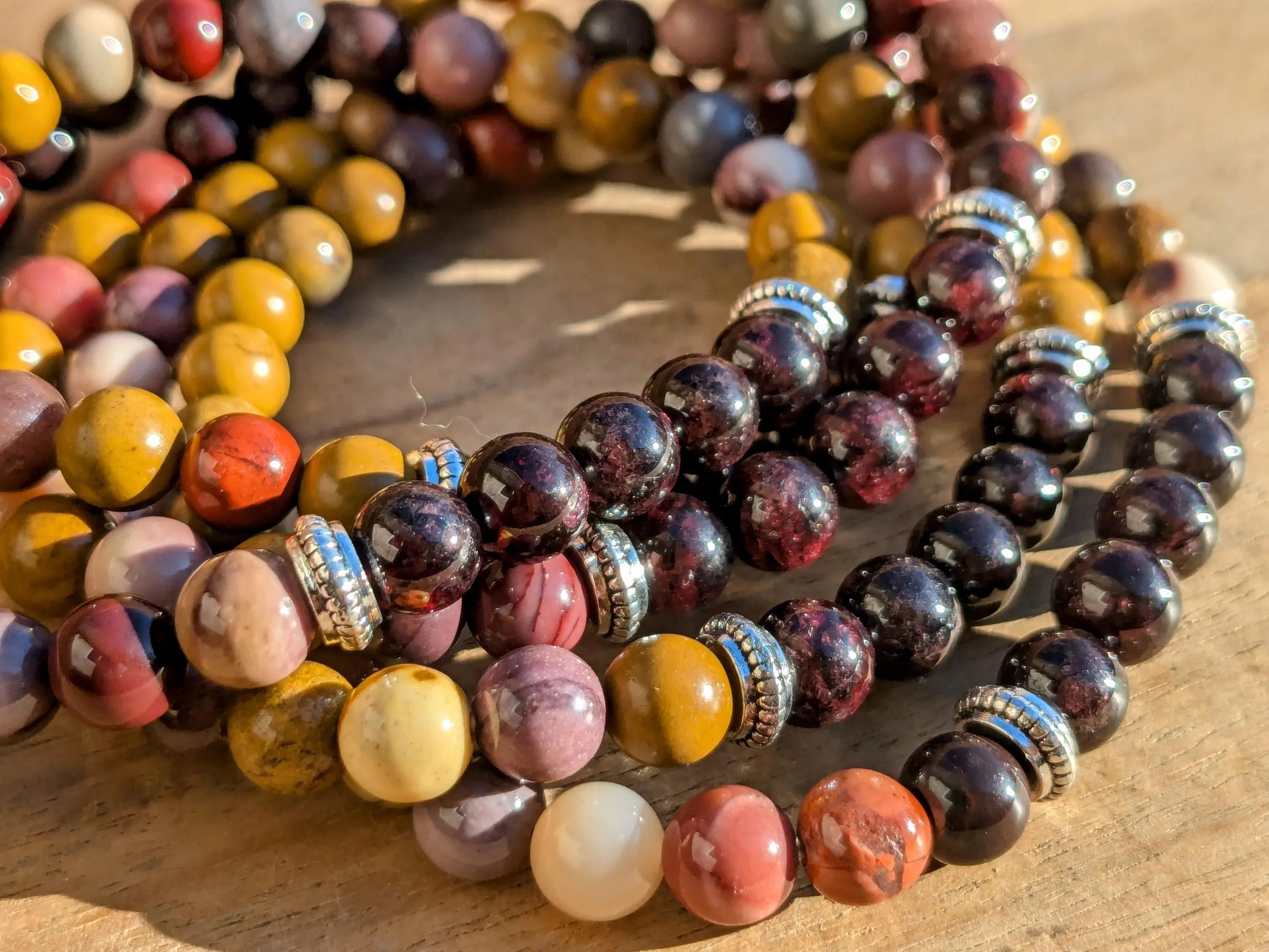 Garnet & Mookaite Jasper Stretch Bracelets