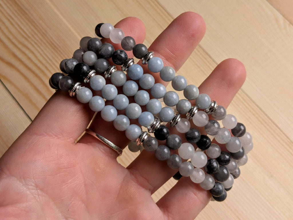Inclusion Quartz & Angelite Stretch Bracelets - Collective Awakening