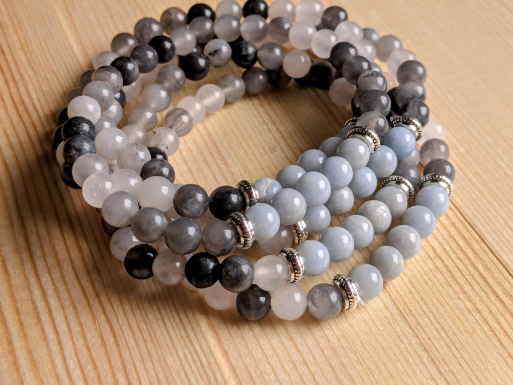 Inclusion Quartz & Angelite Stretch Bracelets - Collective Awakening
