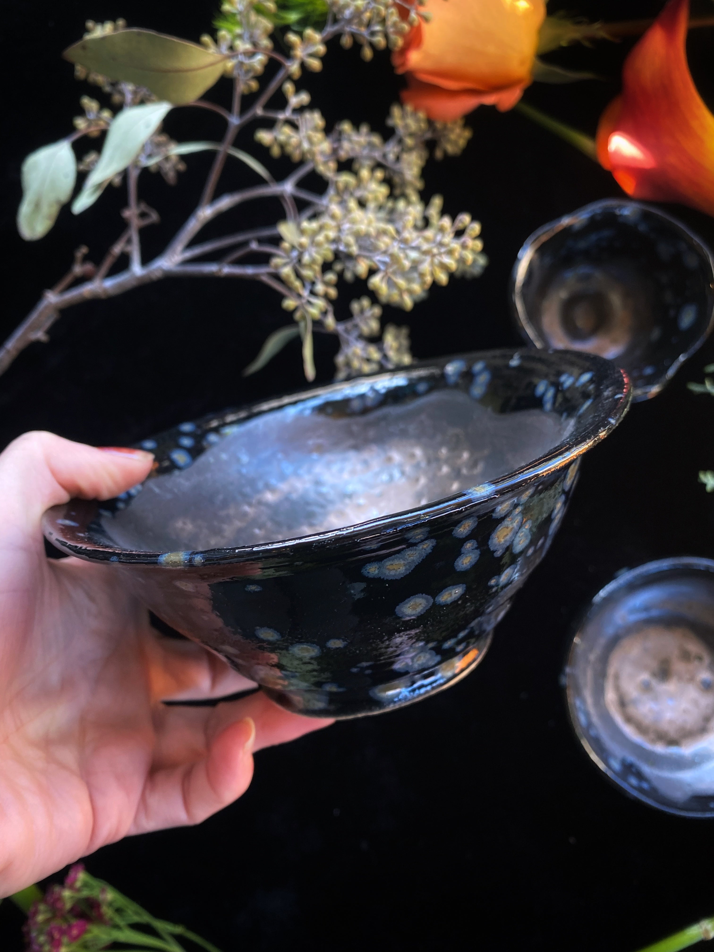Abalone Luster Glazed Ceramic Bowls and Scrying Vessels