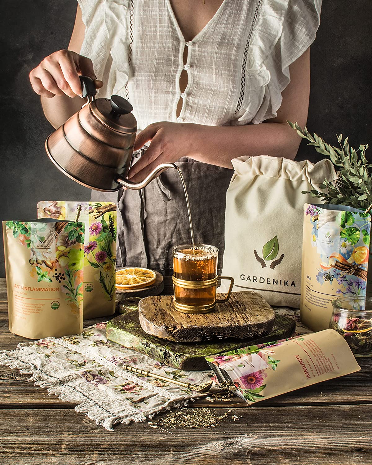 Herbal Tea Sampler, Organic Loose Leaf Herbal Gift Set, 5 Pack - Collective Awakening