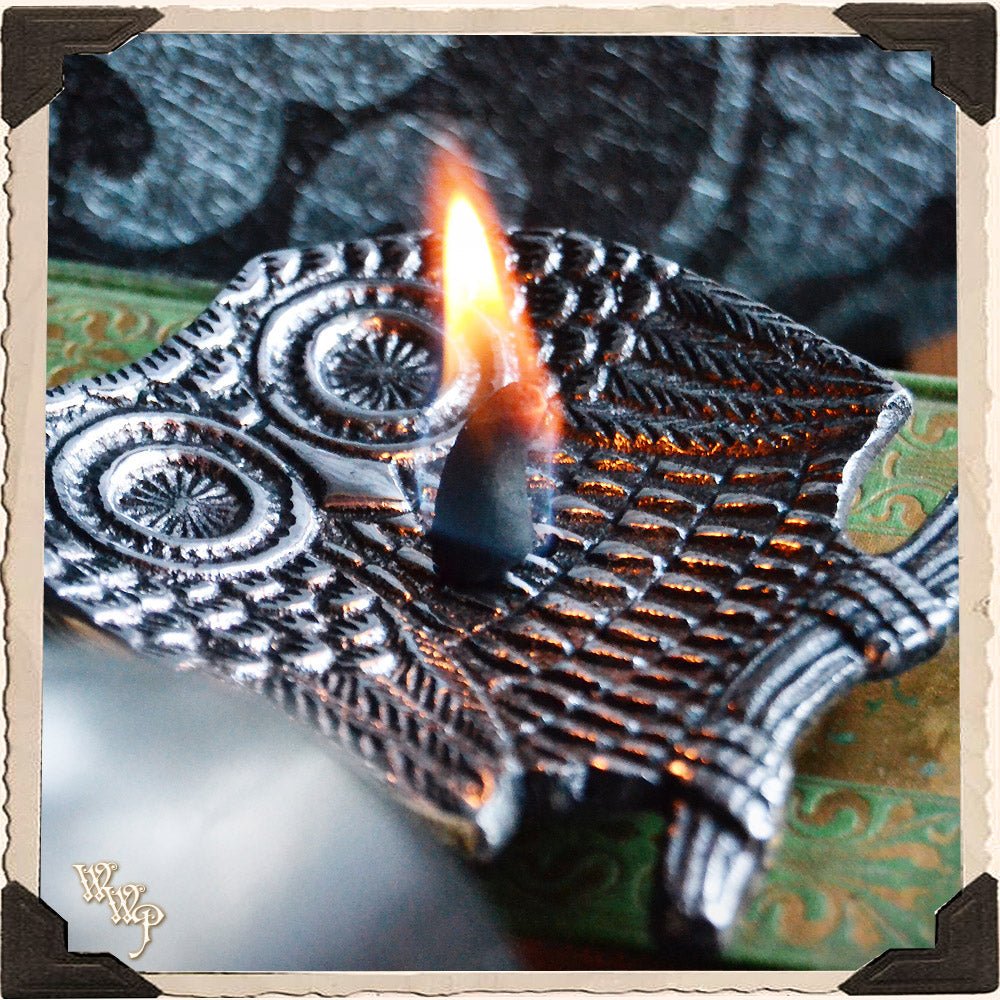 OWL INCENSE BURNER DISH. Aluminum Tray. Incense Stick & Cone Holder. - Collective Awakening