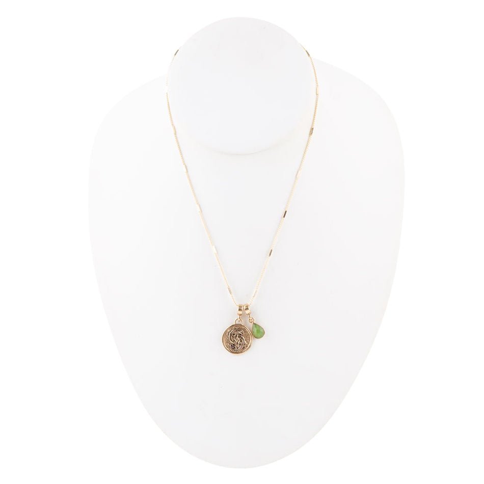 Pisces - Zodiac Green Jade Golden Charm Necklace - Collective Awakening