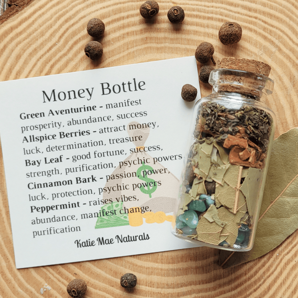 Money Spell Bottle, Herbs for Attracting Wealth and Abundance - Collective Awakening