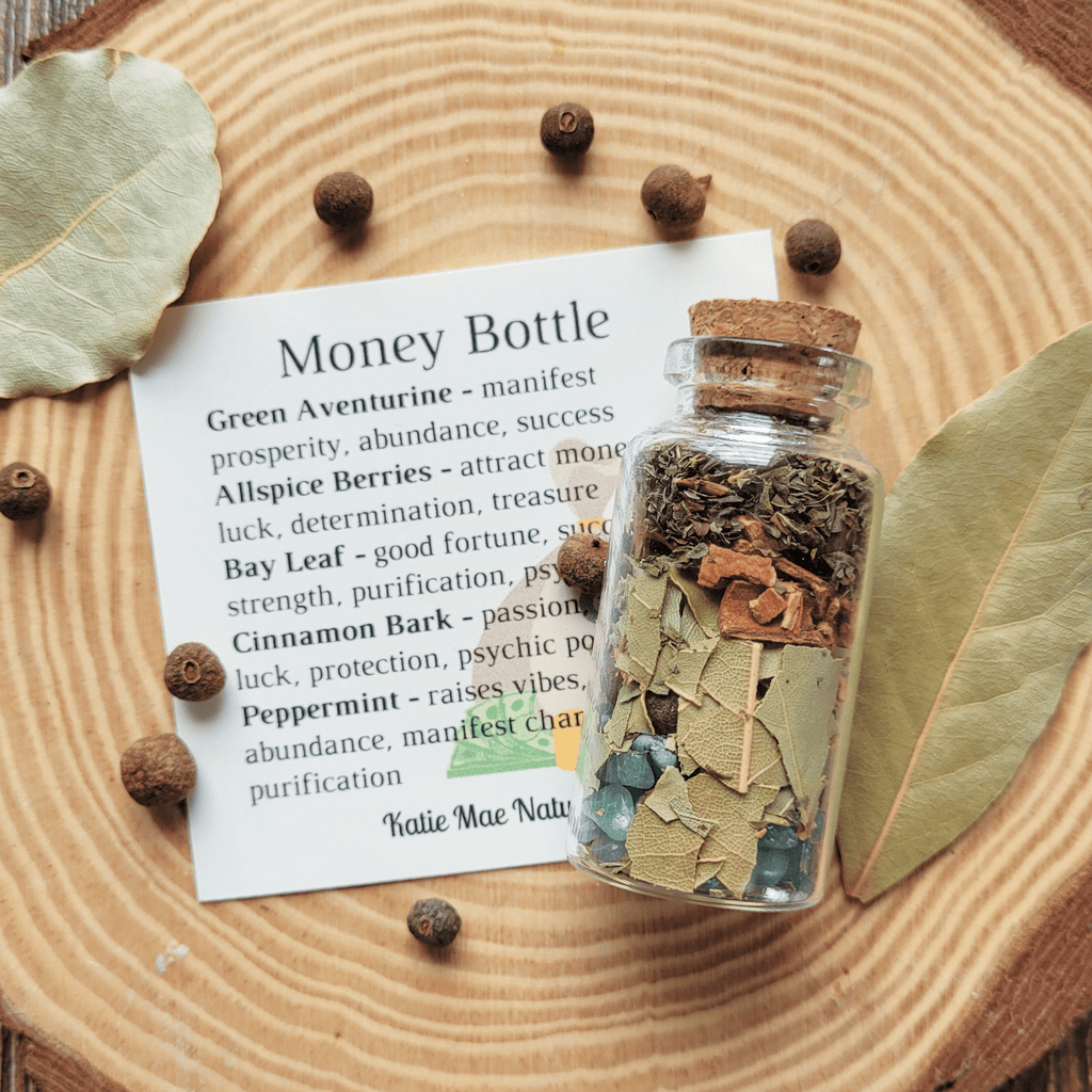 Money Spell Bottle, Herbs for Attracting Wealth and Abundance - Collective Awakening
