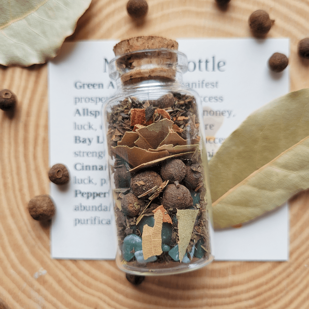 Money Spell Bottle, Herbs for Attracting Wealth and Abundance - Collective Awakening