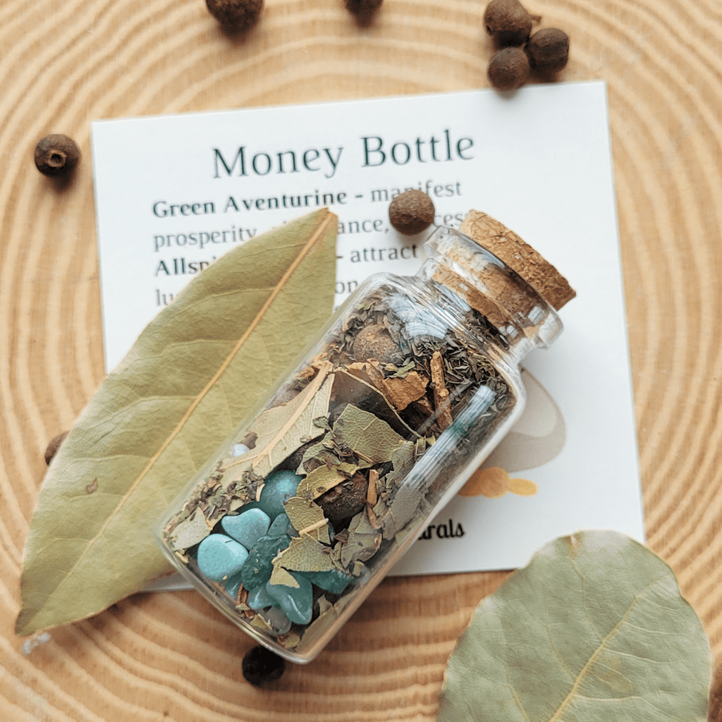 Money Spell Bottle, Herbs for Attracting Wealth and Abundance - Collective Awakening