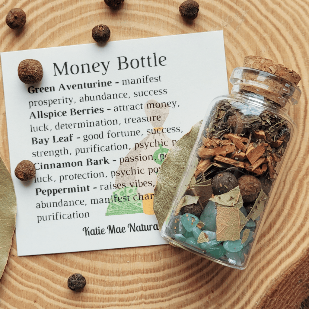 Money Spell Bottle, Herbs for Attracting Wealth and Abundance - Collective Awakening
