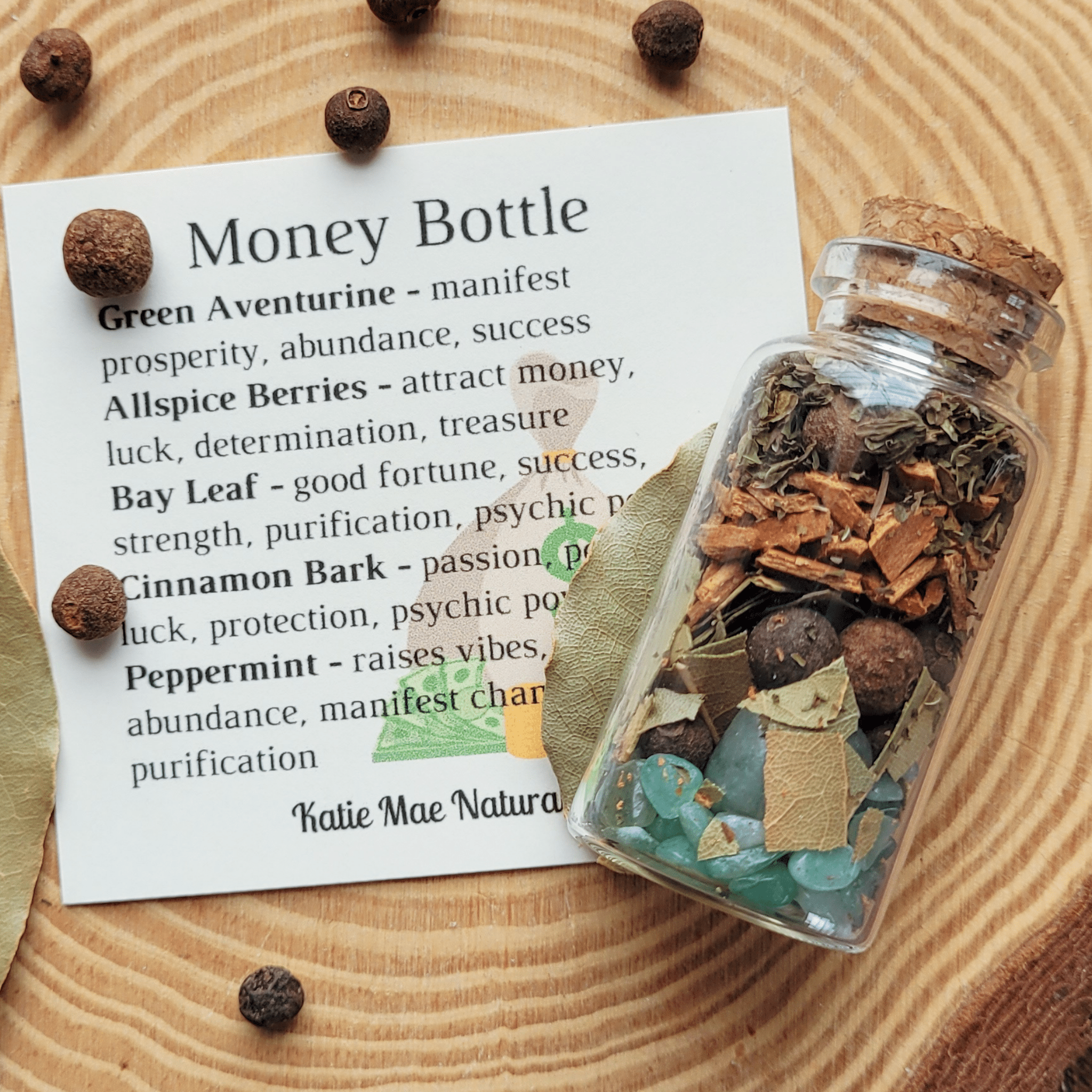 Money Spell Bottle, Herbs for Attracting Wealth and Abundance - Collective Awakening