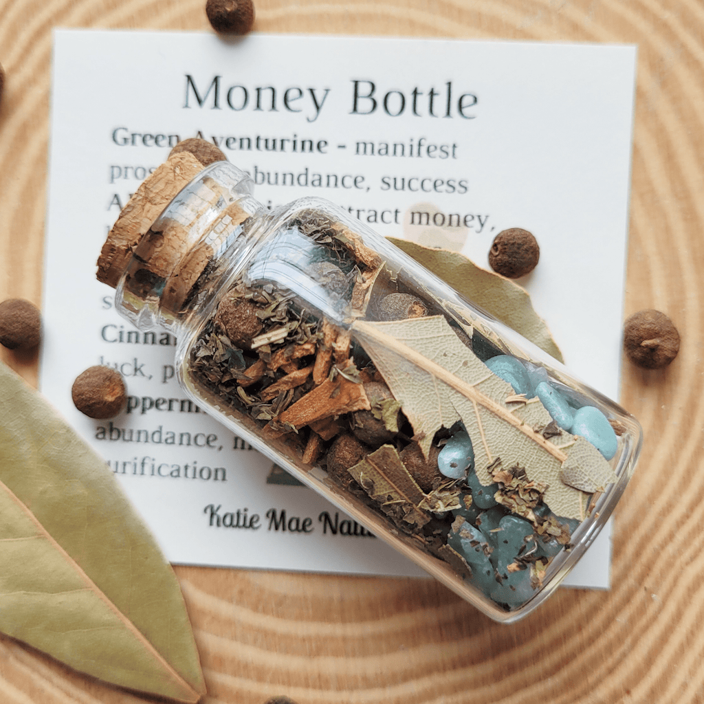 Money Spell Bottle, Herbs for Attracting Wealth and Abundance - Collective Awakening