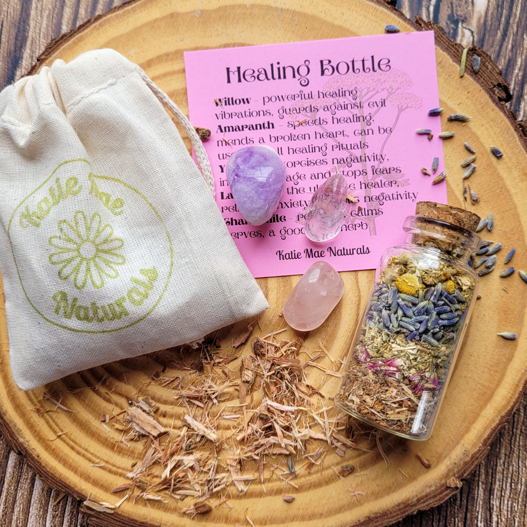 Healing Spell Bottle and Crystals Intention Setting Kit - Collective Awakening