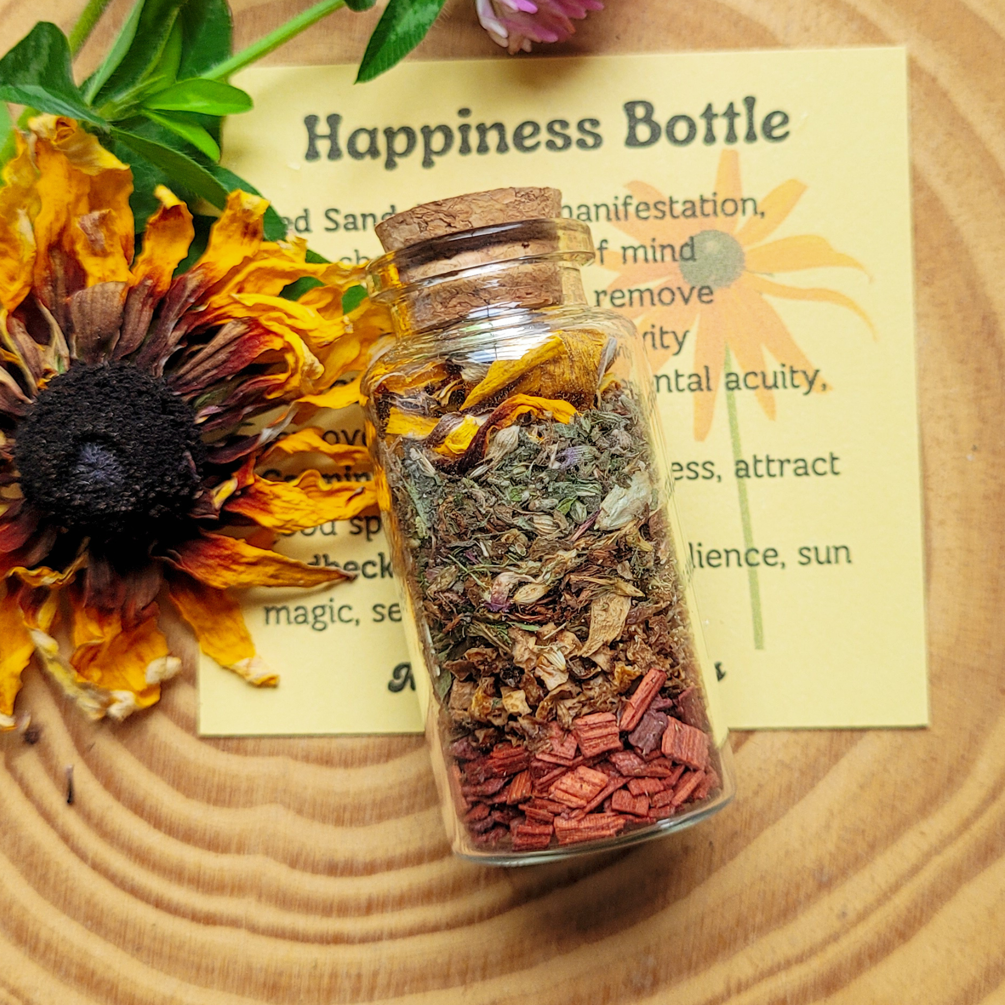 Happiness Spell Bottle, Intention Setting for Joy and Positivity - Collective Awakening
