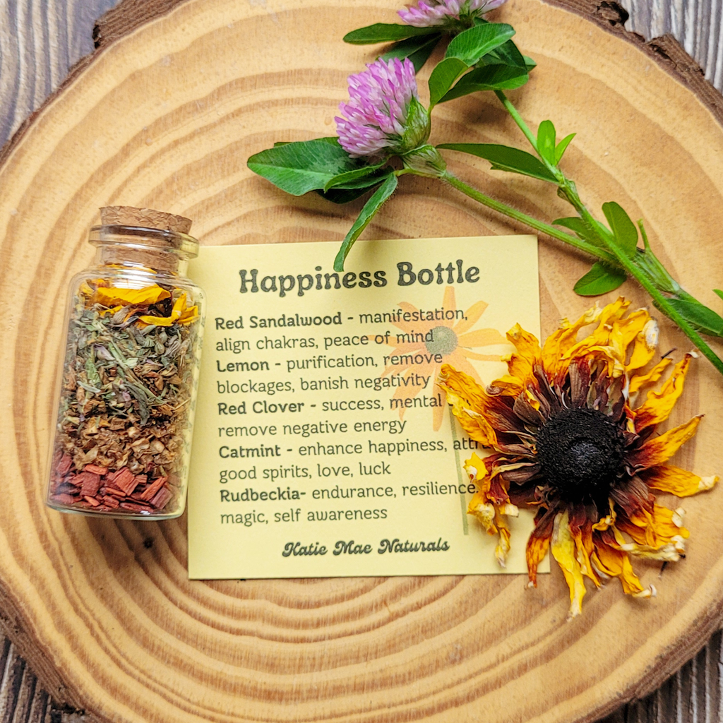 Happiness Spell Bottle, Intention Setting for Joy and Positivity - Collective Awakening
