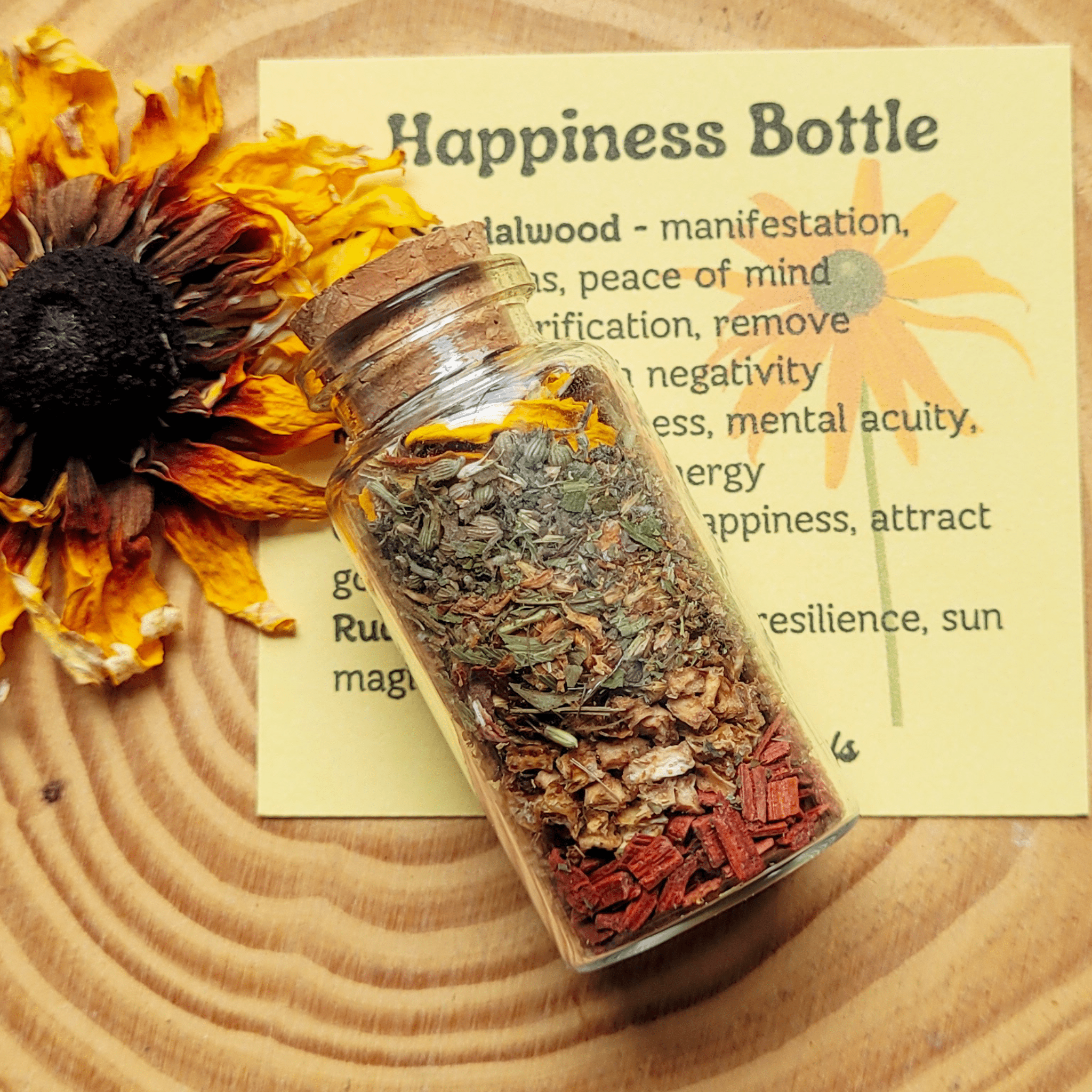 Happiness Spell Bottle, Intention Setting for Joy and Positivity - Collective Awakening