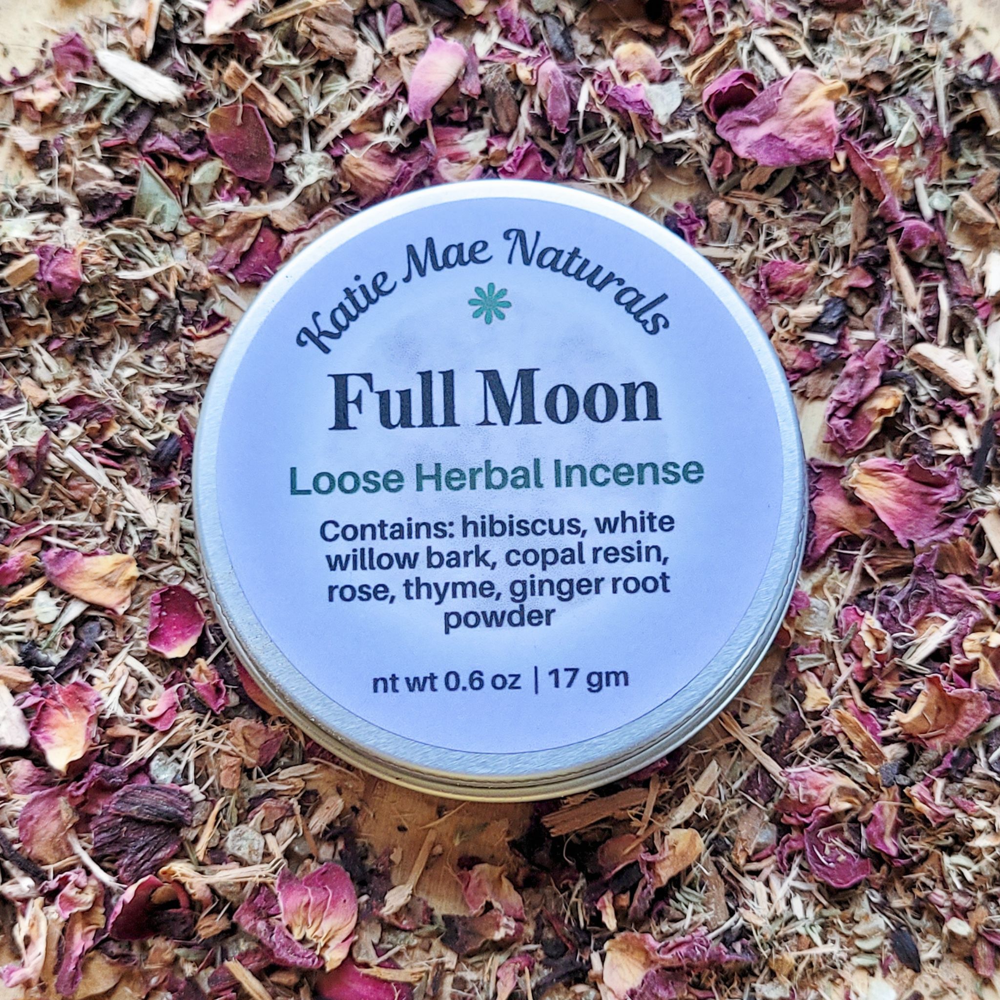Full Moon Herbal Incense – Rose Hibiscus Copal Blend for Lunar Rituals, Intuition & Reflection - Collective Awakening