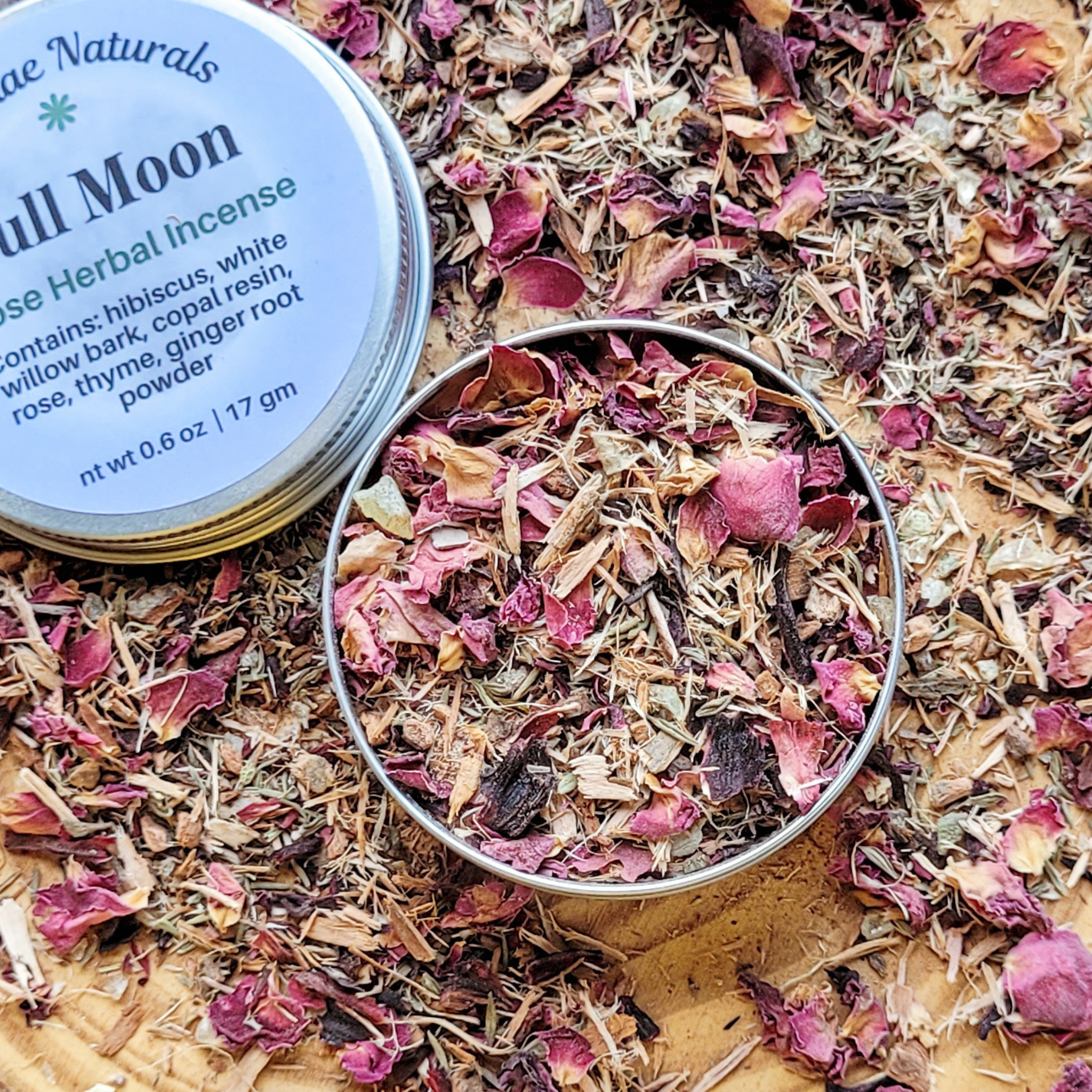 Full Moon Herbal Incense – Rose Hibiscus Copal Blend for Lunar Rituals, Intuition & Reflection - Collective Awakening