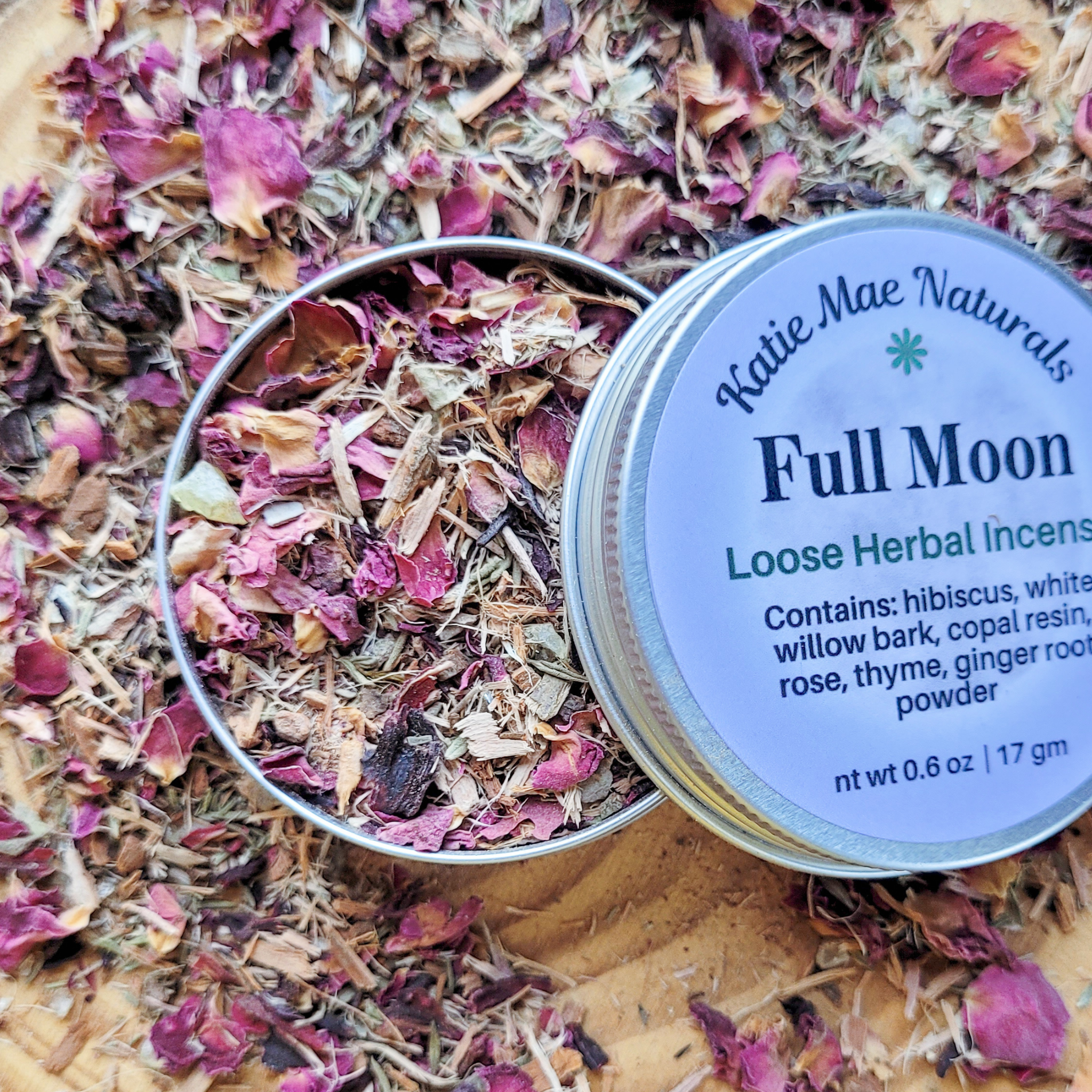 Full Moon Herbal Incense – Rose Hibiscus Copal Blend for Lunar Rituals, Intuition & Reflection - Collective Awakening