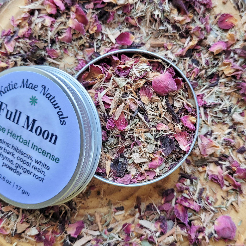 Full Moon Herbal Incense – Rose Hibiscus Copal Blend for Lunar Rituals, Intuition & Reflection - Collective Awakening