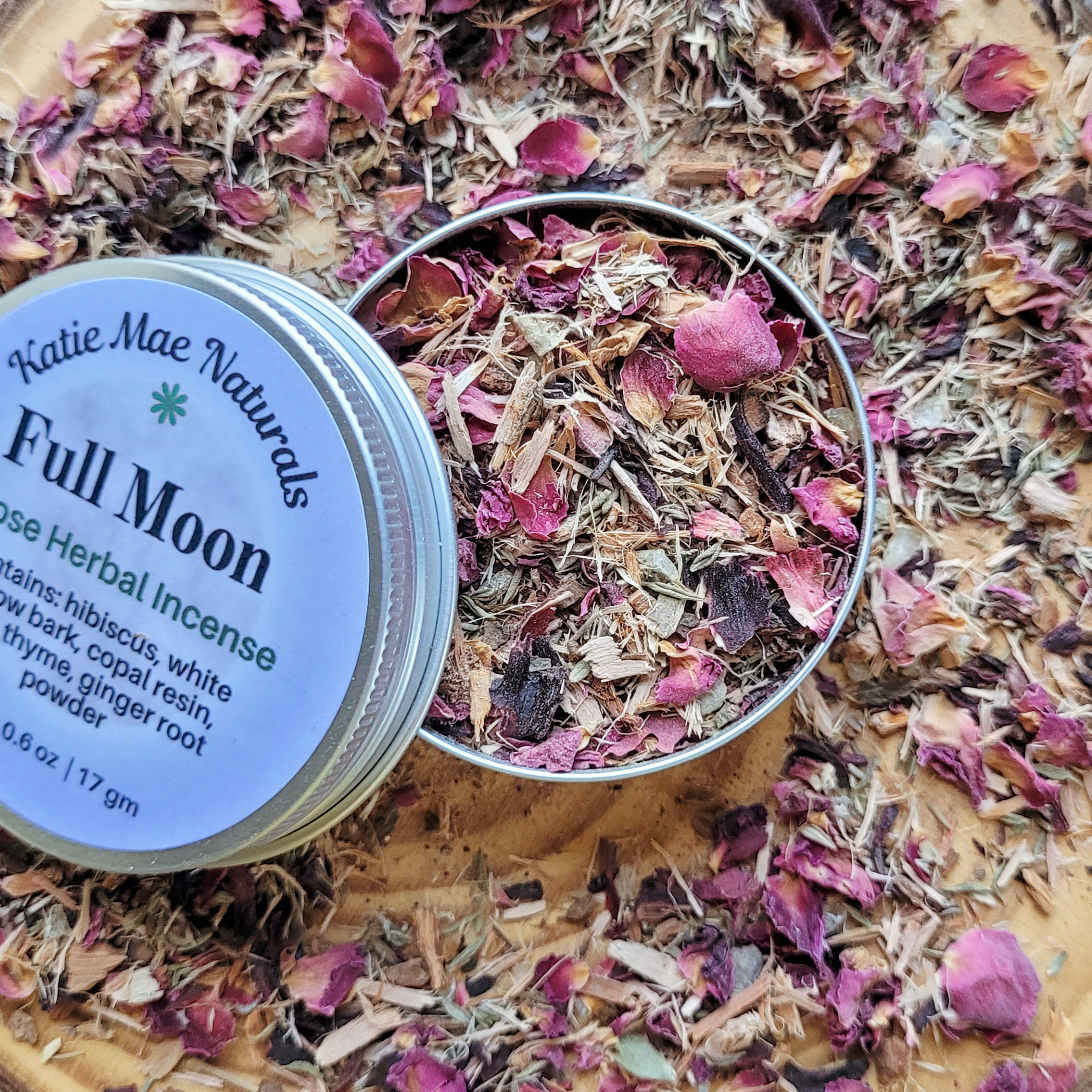 Full Moon Herbal Incense – Rose Hibiscus Copal Blend for Lunar Rituals, Intuition & Reflection - Collective Awakening
