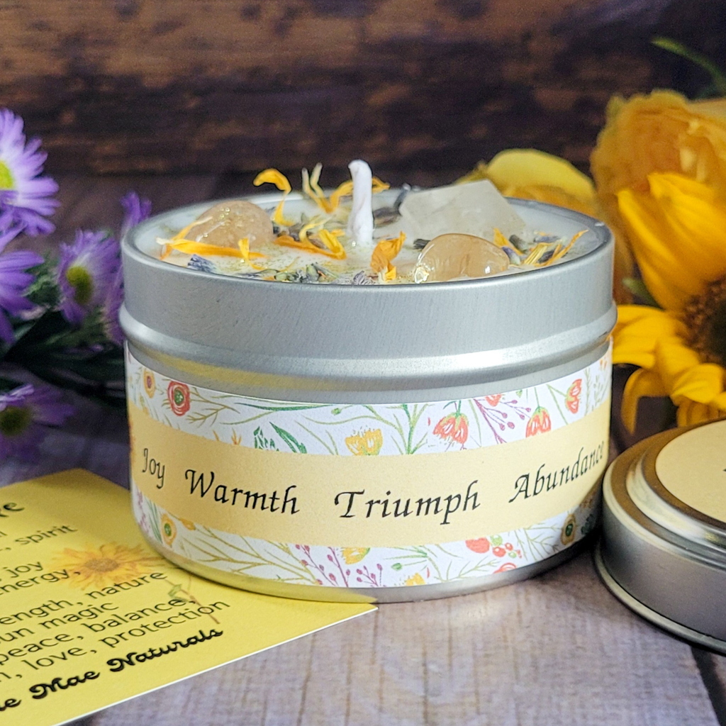 Litha Ritual Candle – Floral Summer Solstice Soy Candle for Sun Energy, Joy & Seasonal Celebration - Collective Awakening