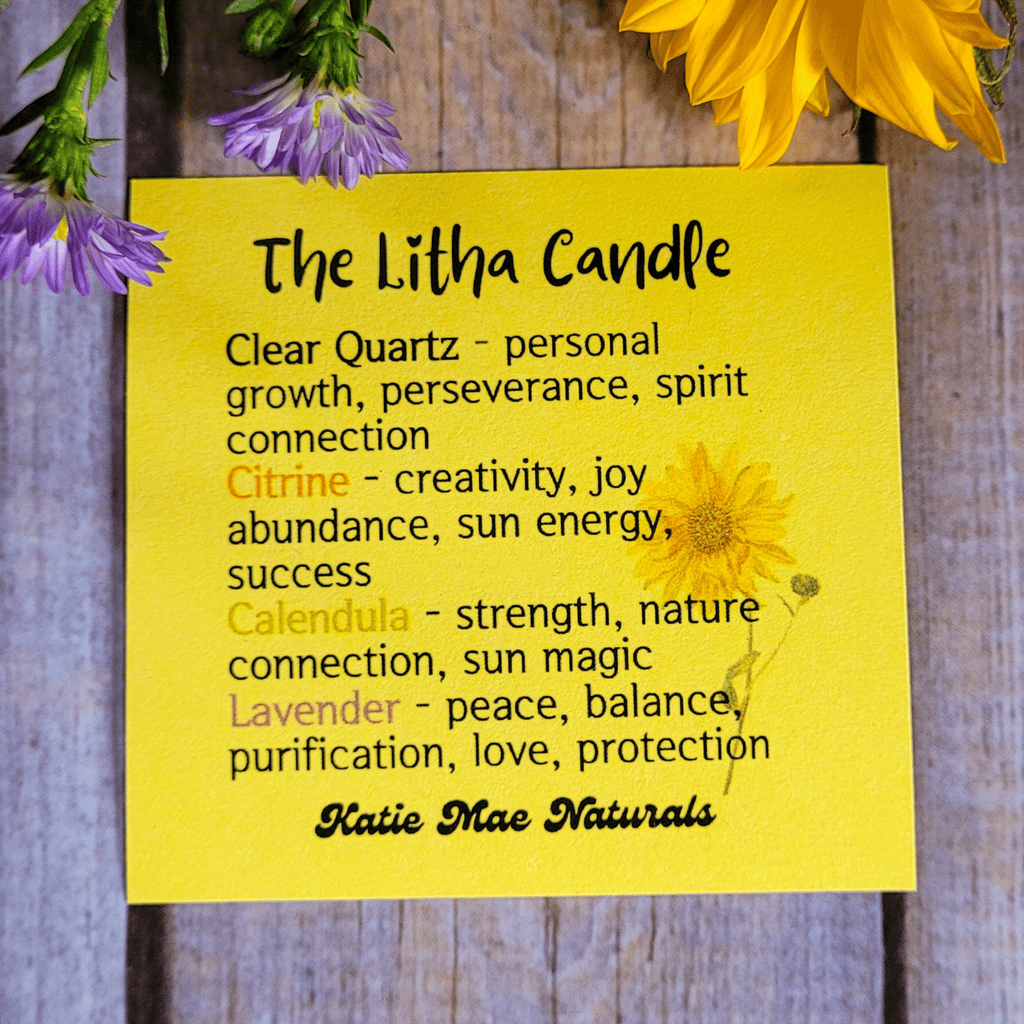 Litha Ritual Candle – Floral Summer Solstice Soy Candle for Sun Energy, Joy & Seasonal Celebration - Collective Awakening