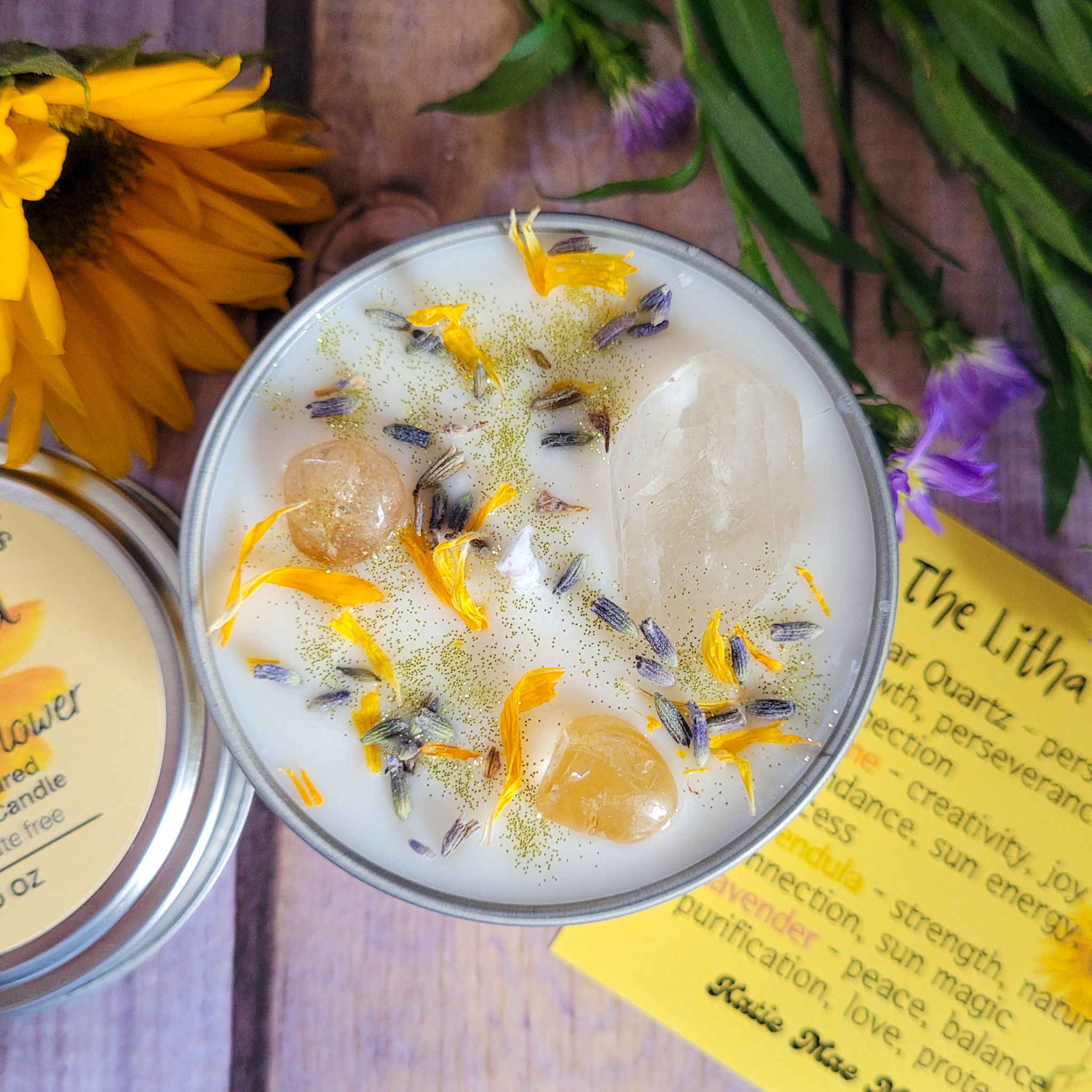 Litha Ritual Candle – Floral Summer Solstice Soy Candle for Sun Energy, Joy & Seasonal Celebration - Collective Awakening