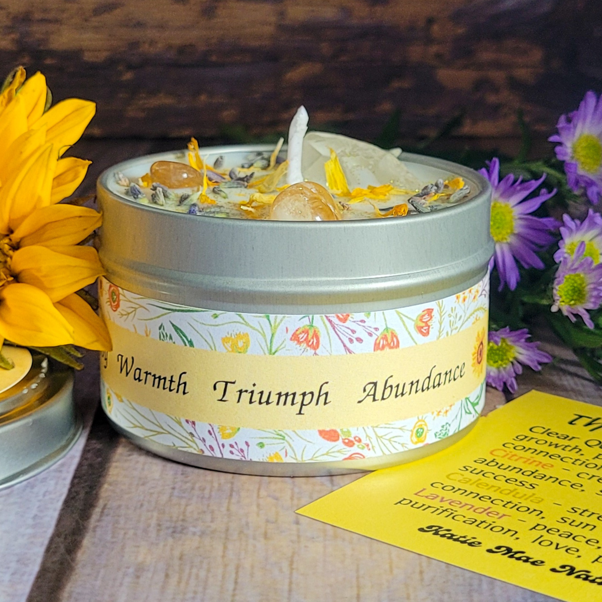 Litha Ritual Candle – Floral Summer Solstice Soy Candle for Sun Energy, Joy & Seasonal Celebration - Collective Awakening