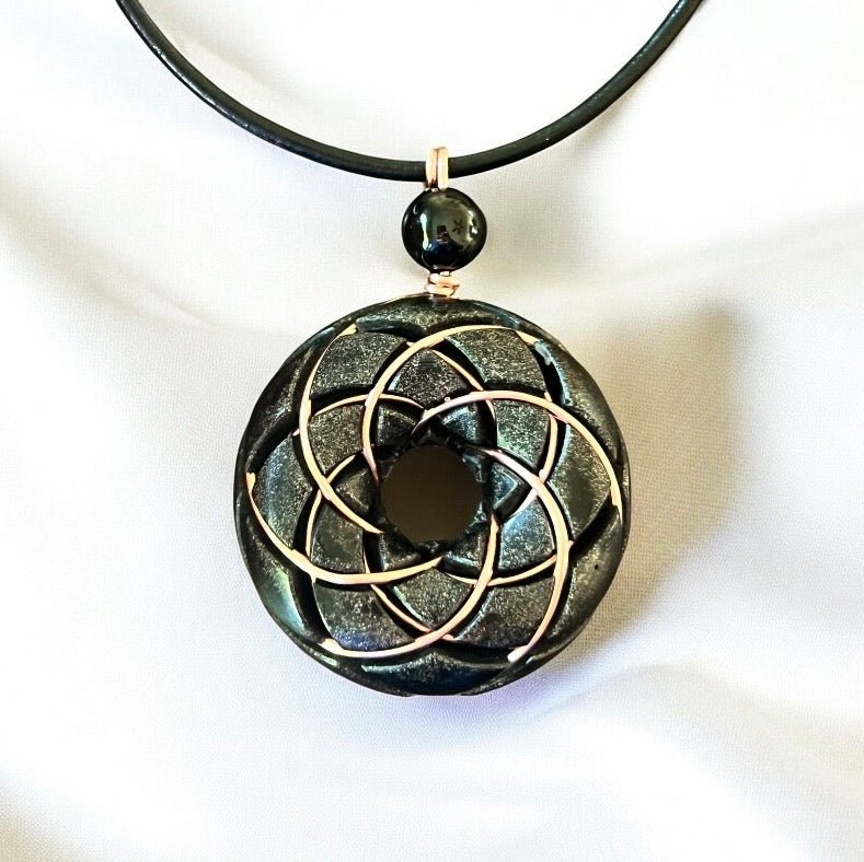 Torus Vortex Pendant - Shungite orgonite Rodin coil necklace - Collective Awakening