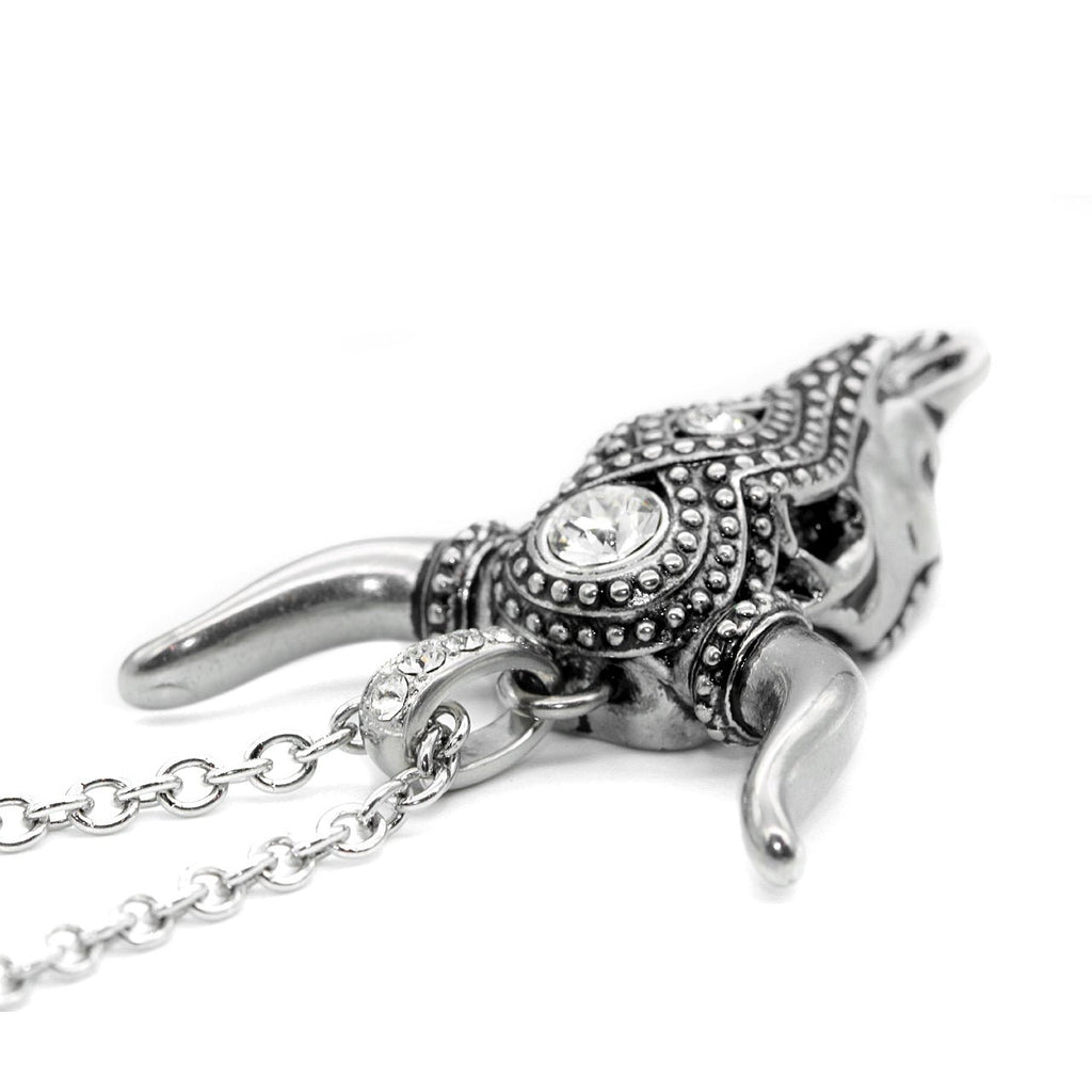 Taurus Bull Skull Necklace Sterling Silver Pendant Chain - Collective Awakening