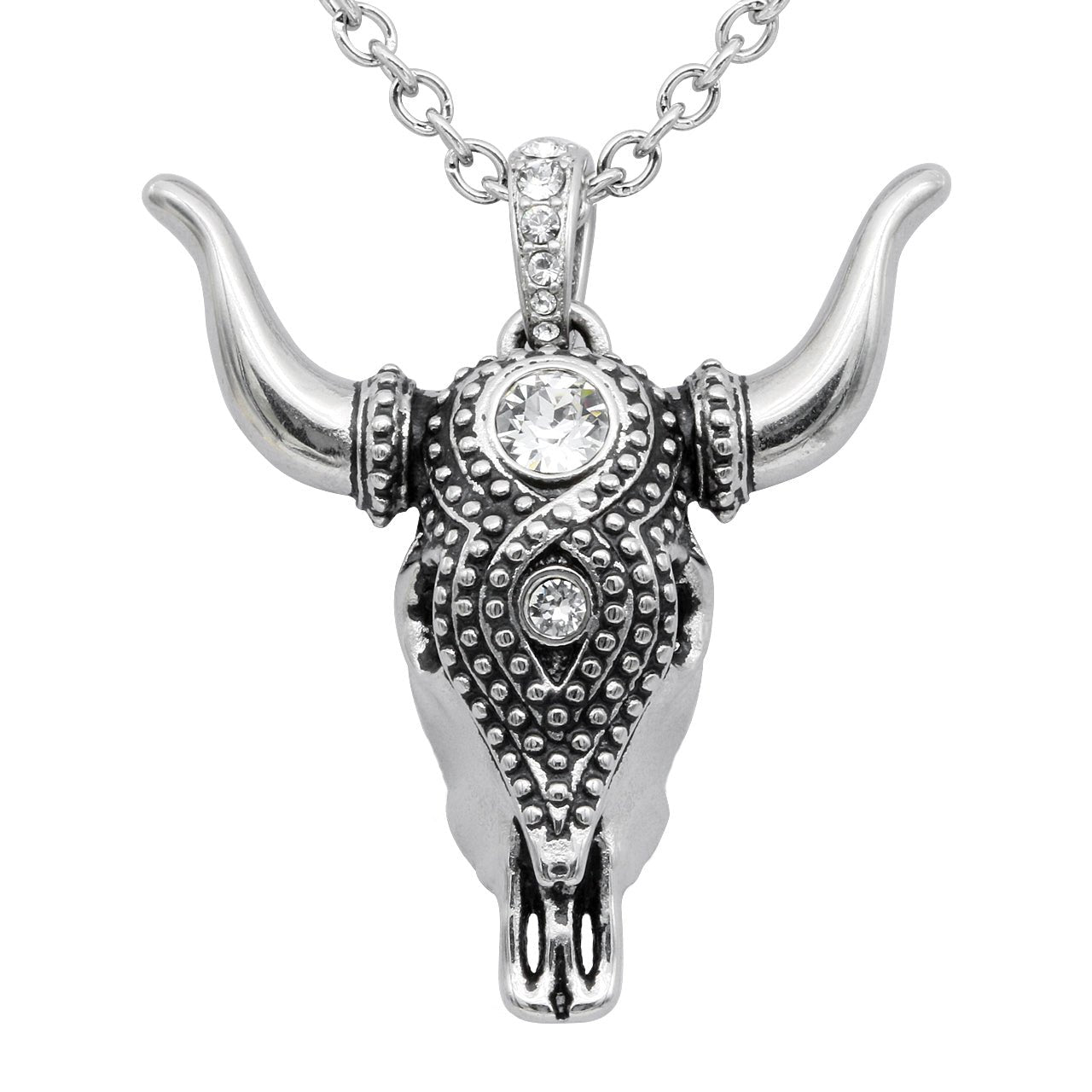 Taurus Bull Skull Necklace Sterling Silver Pendant Chain - Collective Awakening