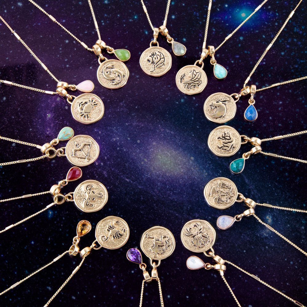 Taurus - Zodiac Green Malachite Golden Charm Necklace - Collective Awakening