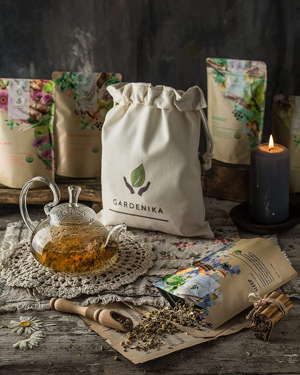 Herbal Tea Sampler, Organic Loose Leaf Herbal Gift Set, 5 Pack - Collective Awakening